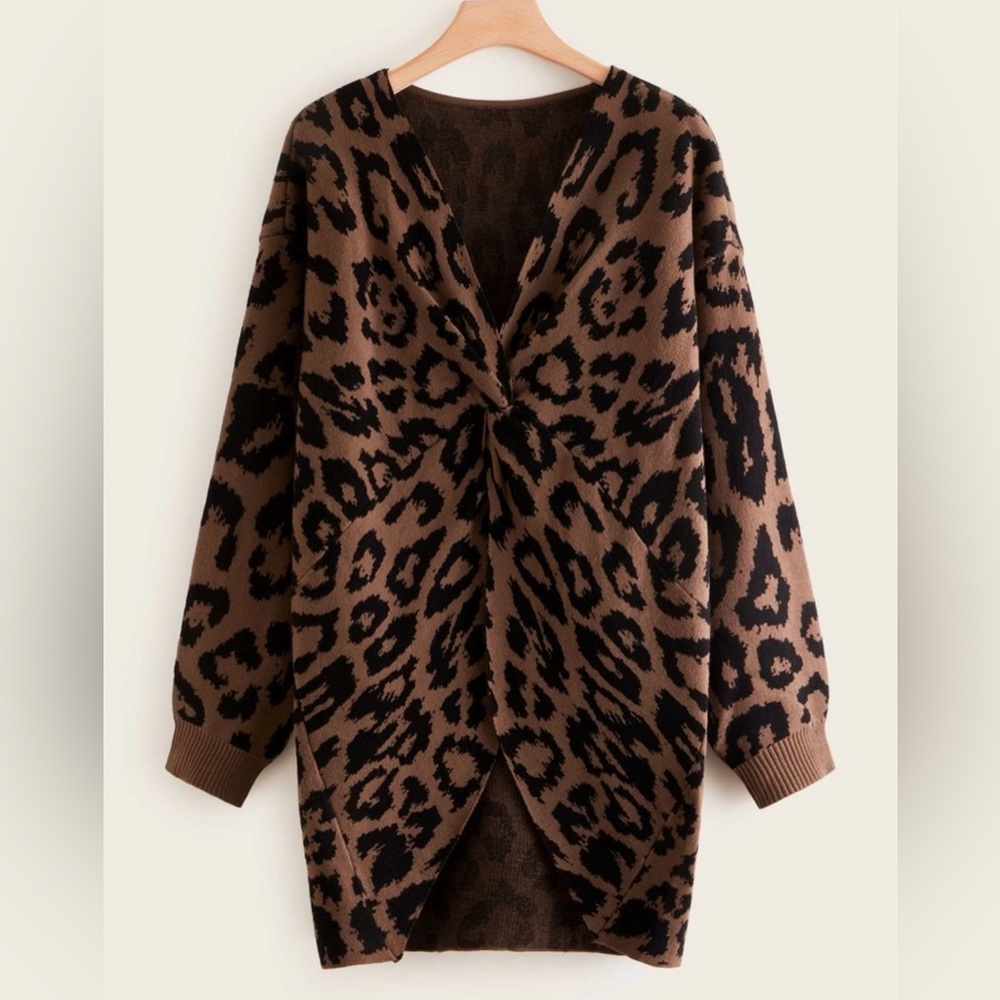 Leopard Twist Front Sweater